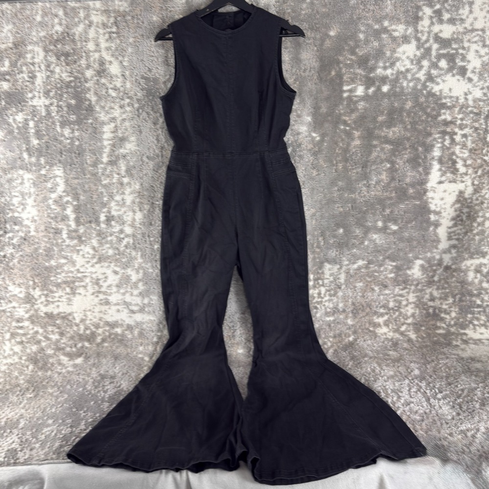 Free People We The Free Sz 30 Minimalist Flared Leg Jumpsuit Sleeveless Cutout